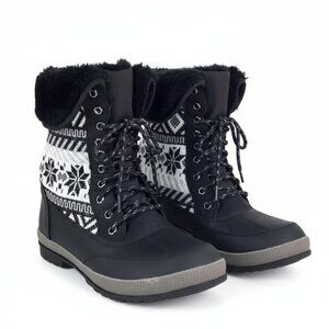 Celebrity Pink Women's Glacier Black Lace Up Faux Fur Winter SIZE 10